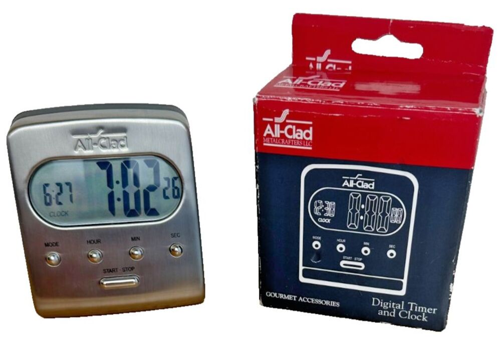 All-Clad T225 Digital Kitchen Timer & Clock, Stainless Steel w/ Original Box